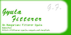 gyula fitterer business card